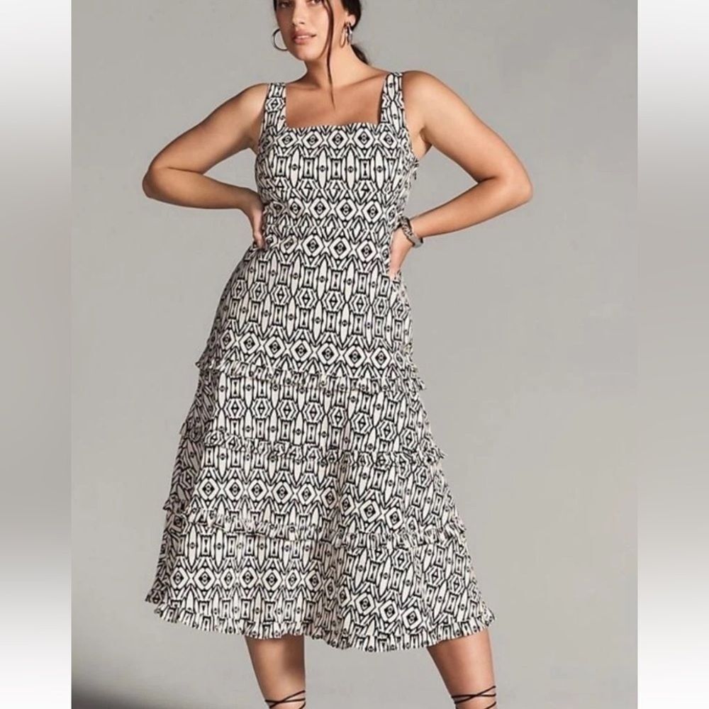 Anthropologie The Blythe Square-neck Tiered Dress - M